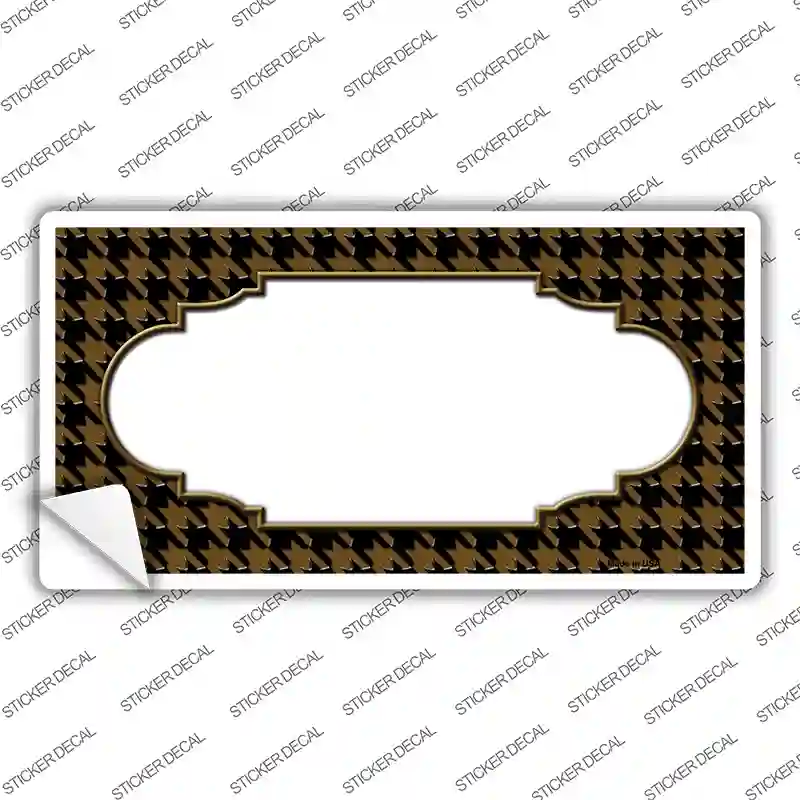 Brown Black Houndstooth Scallop Center Novelty Sticker Decal