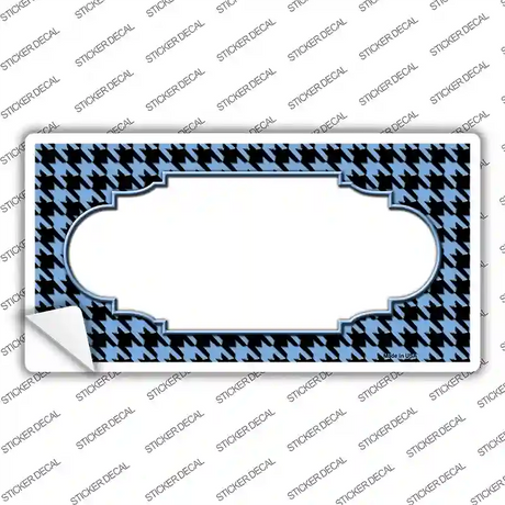 Light Blue Black Houndstooth Scallop Center Novelty Sticker Decal