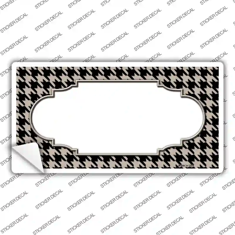 Tan Black Houndstooth Scallop Center Novelty Sticker Decal