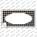 Tan Black Houndstooth Scallop Center Novelty Sticker Decal