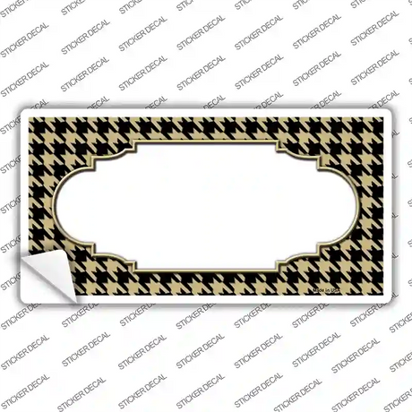 Gold Black Houndstooth Scallop Center Novelty Sticker Decal