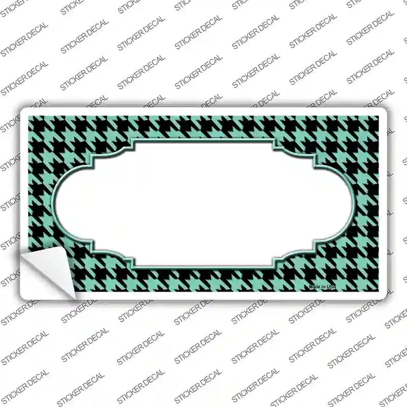 Mint Black Houndstooth Scallop Center Novelty Sticker Decal