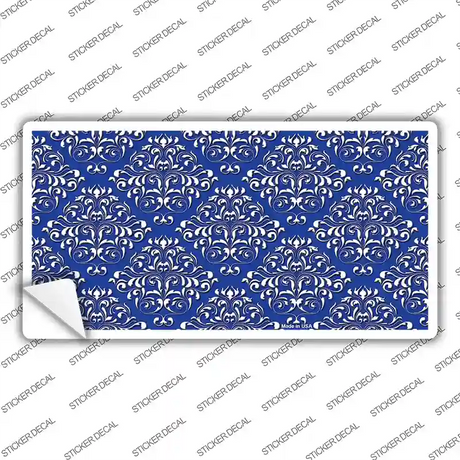 Blue White Damask Novelty Sticker Decal