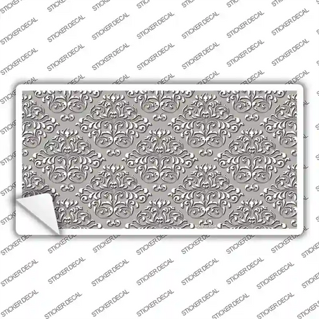 Grey White Damask Novelty Sticker Decal