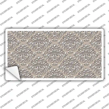 Tan White Damask Novelty Sticker Decal