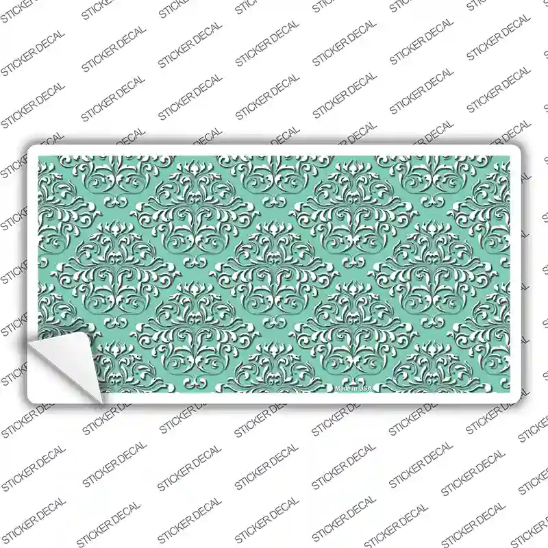 Mint White Damask Novelty Sticker Decal