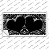 Black White Damask Center Hearts Novelty Sticker Decal