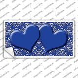 Blue White Damask Center Hearts Novelty Sticker Decal