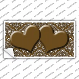 Brown White Damask Center Hearts Novelty Sticker Decal