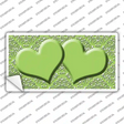 Lime Green White Damask Center Hearts Novelty Sticker Decal