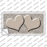 Tan White Damask Center Hearts Novelty Sticker Decal