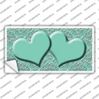 Mint White Damask Center Hearts Novelty Sticker Decal