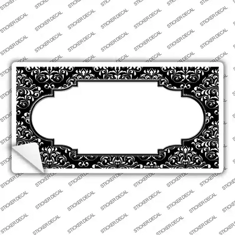 Black White Damask Center Scalloped Center Novelty Sticker Decal