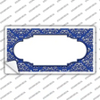 Blue White Damask Center Scalloped Novelty Sticker Decal