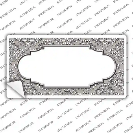 Grey White Damask Center Scalloped Novelty Sticker Decal