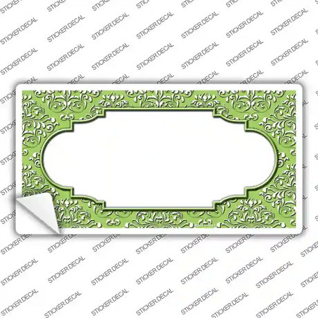 Lime Green White Damask Center Scalloped Novelty Sticker Decal