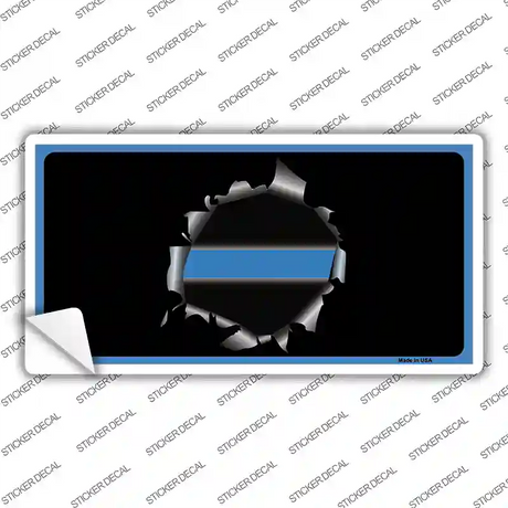 Thin Blue Line Bullet Hole Novelty Sticker Decal