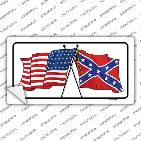 Confederate USA Crossed Flags Novelty Sticker Decal