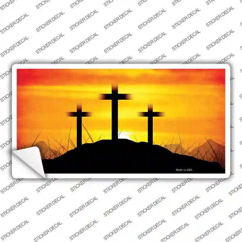 Three Crosses Sunset Novelty Sticker Decal