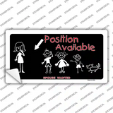 Position Available Male Novelty Sticker Decal