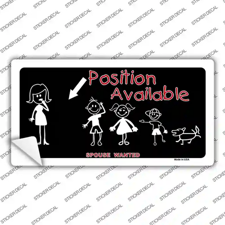 Position Available Male Novelty Sticker Decal