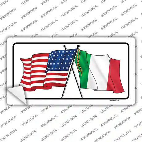 United States Italy Crossed Flags Novelty Sticker Decal