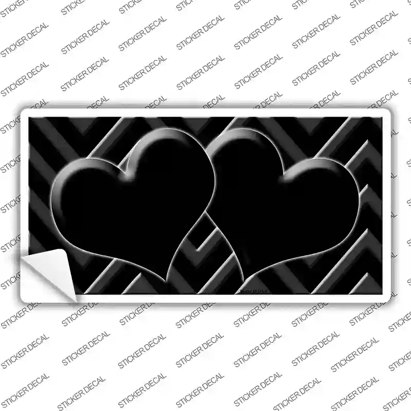 Black Light Black Chevon Heart Center Novelty Sticker Decal