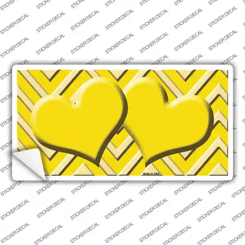 Yellow Light Yellow Heart Chevron Novelty Sticker Decal