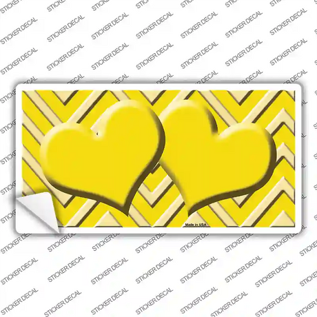 Yellow Light Yellow Heart Chevron Novelty Sticker Decal