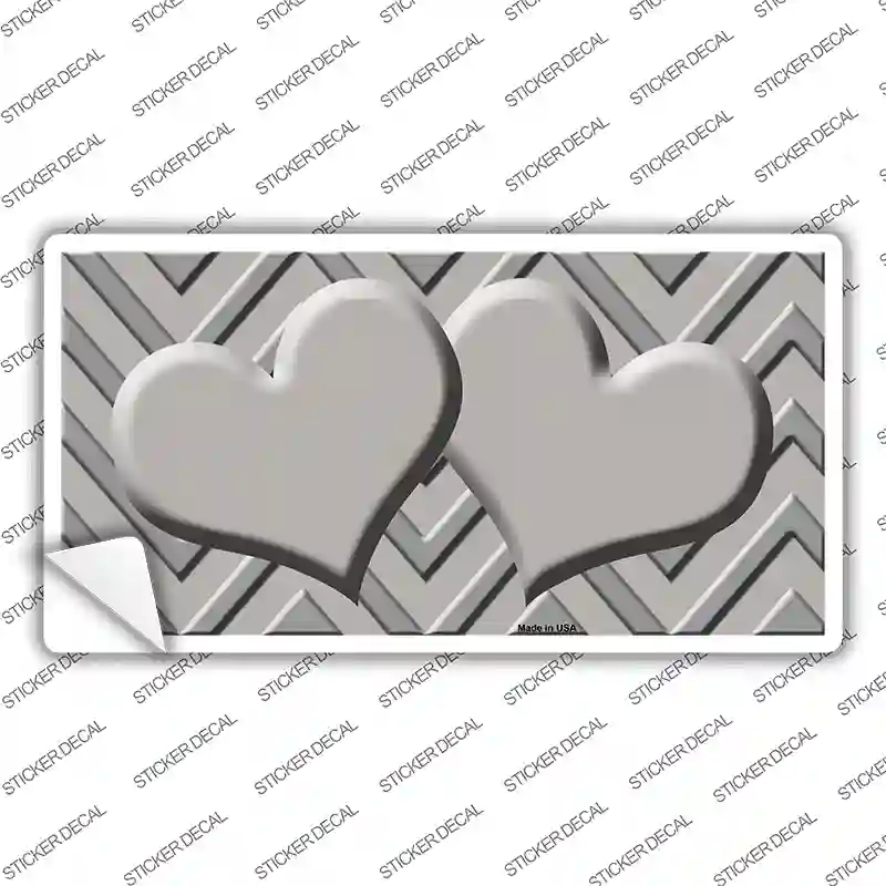 Grey Light Grey Heart Chevron Novelty Sticker Decal