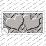 Grey Light Grey Heart Chevron Novelty Sticker Decal