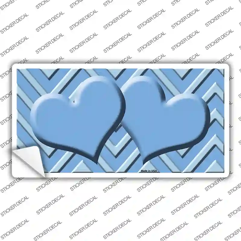 Light Blue Lighter Blue Heart Chevron Novelty Sticker Decal