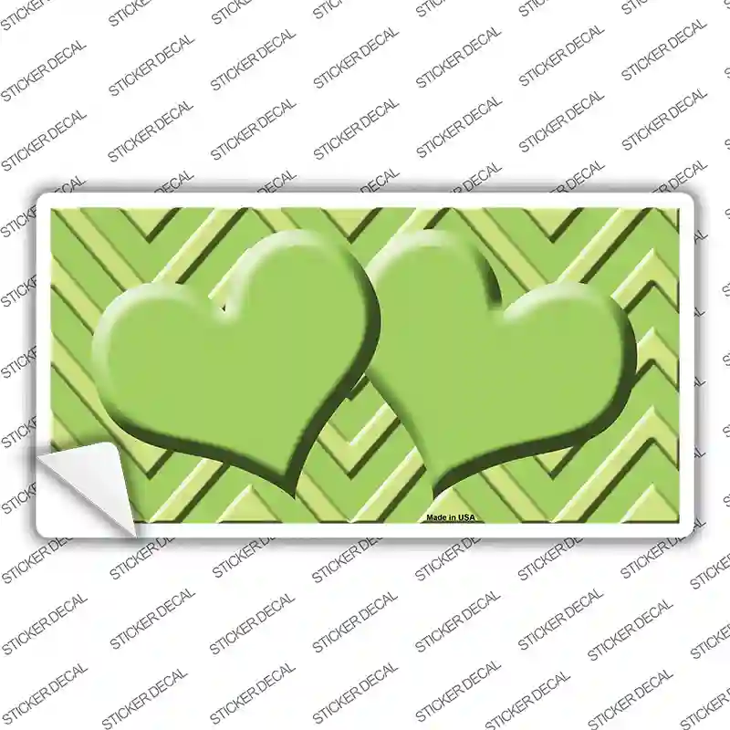 Lime Green Lighter Lime Green Heart Chevron Novelty Sticker Decal