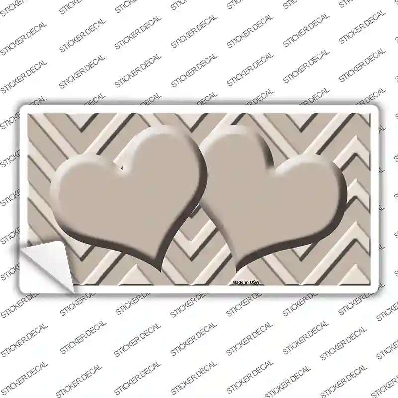 Tan Light Tan Heart Chevron Novelty Sticker Decal