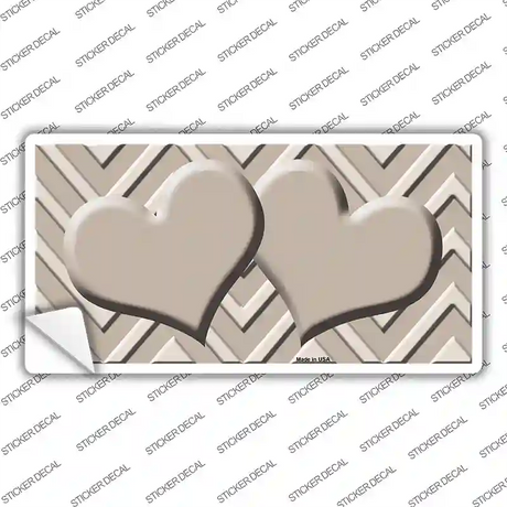Tan Light Tan Heart Chevron Novelty Sticker Decal