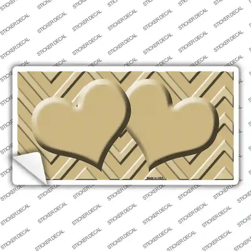Gold Light Gold Heart Chevron Novelty Sticker Decal