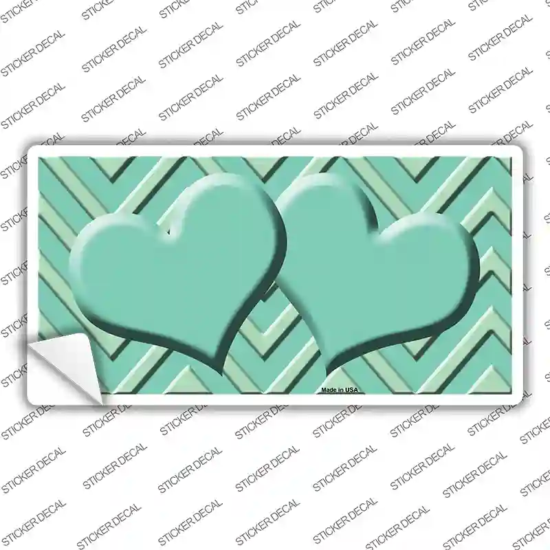 Mint Light Mint Heart Chevron Novelty Sticker Decal