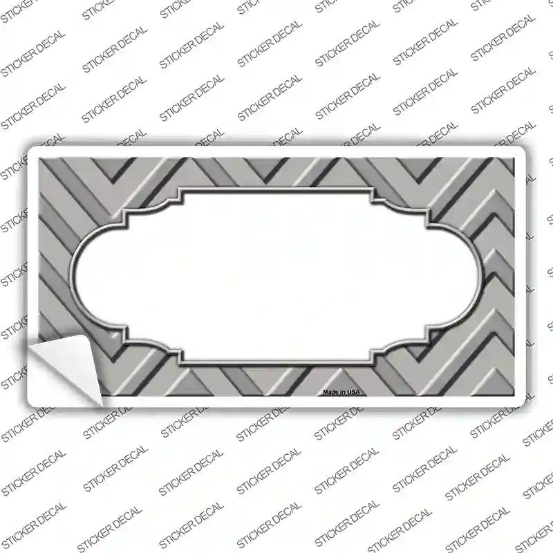 Grey Light Grey Scallop Chevron Novelty Sticker Decal