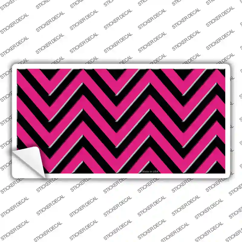 Pink Black Chevron Novelty Sticker Decal
