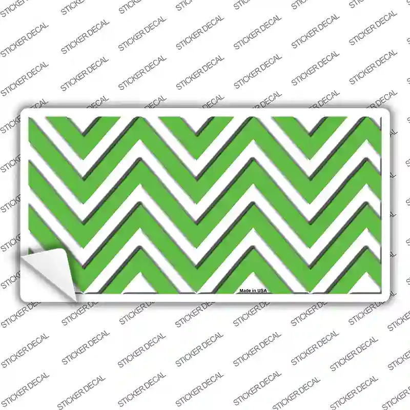 Kelly Green White Chevron Novelty Sticker Decal