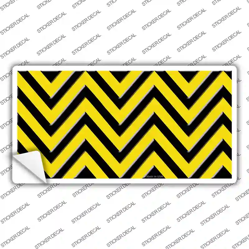 Yellow Black Chevron Novelty Sticker Decal