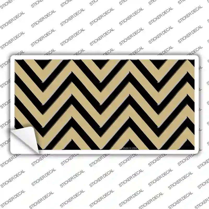 Gold Black Chevron Novelty Sticker Decal