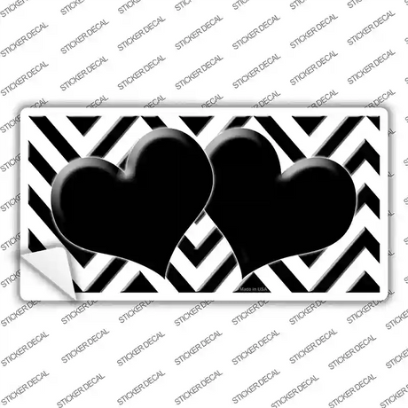White Black Chevon Hearts Novelty Sticker Decal