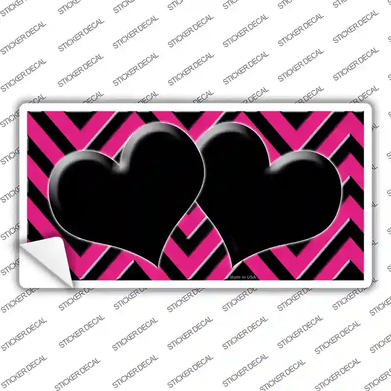 Pink Black Chevon Hearts Novelty Sticker Decal
