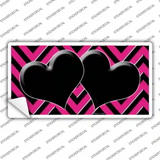 Pink Black Chevon Hearts Novelty Sticker Decal