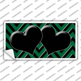 Green Black Chevon Hearts Novelty Sticker Decal