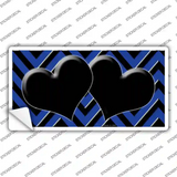 Blue Black Chevon Hearts Novelty Sticker Decal