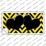 Yellow Black Chevon Hearts Novelty Sticker Decal
