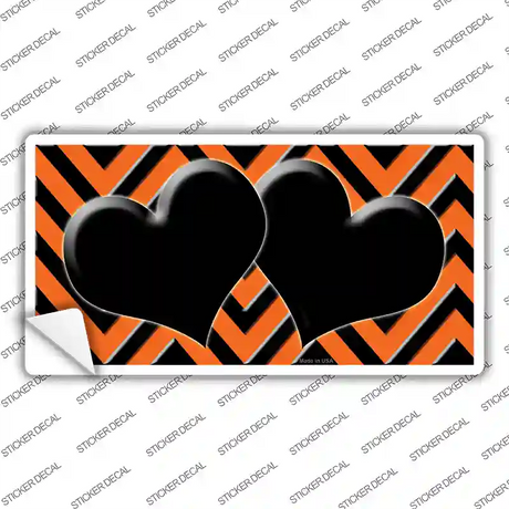 Orange Black Chevon Hearts Novelty Sticker Decal