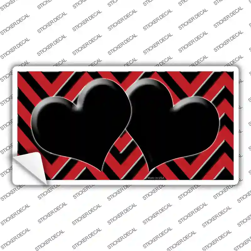 Red Black Chevon Hearts Novelty Sticker Decal